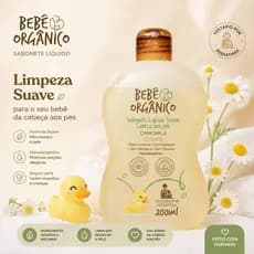Sabonete Líquido CAMOMILA VEGANO Bebê Orgânico Recém-Nascido Limpa Acalma e Nutre 200 ml
