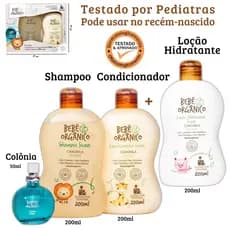 Kit Shampoo + Condicionador + Colônia Sem Álcool + Loção Hidratante - Cuidado Natural Bebê 630ml