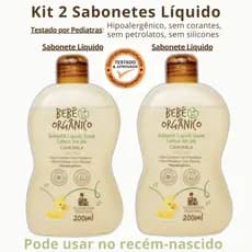 Kit 2 Sabonetes Líquidos CAMOMILA VEGANO da Bebê Orgânico Recém-Nascido Limpa Acalma 200 ml Cada