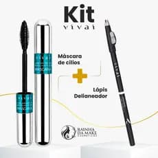 Kit Máscara de Cílios Rímel Mega Lashes Vivai 2 em 1 + Lápis de Olhos Delineador Com Apontador