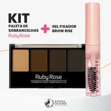 Kit Trio Paleta de Sombra Para Sobrancelhas Ruby Rose HB9354 + Gel Incolor Brow Rise Fixador HBE2503