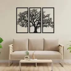 Kit 3 Quadros arvore da vida em mdf de 3mm vazado Preto
