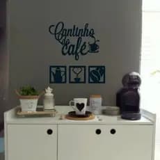 Kit Cantinho do Café Decorativo MDF 4 Peças para Cozinha e Área Gourmet.