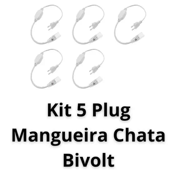 Kit 5 Conector Plug Tomada Fonte Mangueira Led Chata 5050 Bivolt