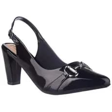 Scarpin Sapato Feminino Slingback Verniz Salto Alto Bico Fino Confortável