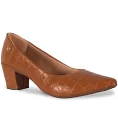 Scarpin Feminino Salto Baixo e Grosso Sapato Croco Moda Tendencia