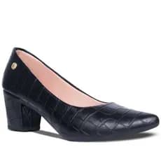 Scarpin Feminino Salto Grosso e Baixo Sapato Croco Tendência Lançamento