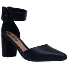 Scarpin Sapato Salto Bloco Sandália Bico Fino Fivela Moderna Clássico Lançamento