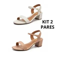 Kit 2 Saltinho Feminino Sandália Femenina Salto Grosso Confortável Moda Formatura Festa Casual