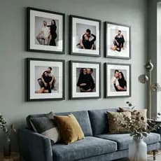 Kit 6 Quadros Decorativos Moldura Fotográfica 23x23cm Moldura Com Paspatur 3 Tamanhos