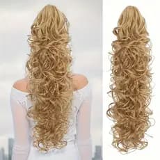 Extensão de Rabo de Cavalo Encaracolado LONGO LOIRO com Onda de Água para Mulheres - Cabelo Sintético Longo NUMERO 26
