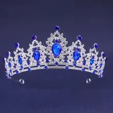 Tiara Nupcial Deslumbrante AZULCom Strass PRATA Para Casamento