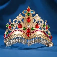 COROA RAINHA BATERIA COLORIDA Elegante com PEDRAS PRECIOSAS- Peça de Cabeça em Liga de Zinco, Perfeita PARA CARNAVAL