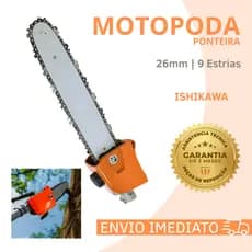 Motopoda Ponteira Adaptador Roçadeira Com Sabre e Corrente 26mm 9 Estrias