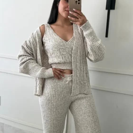 Conjunto Mousse Feminino Atemporal Estiloso Moda Inverno Elegante Confortável