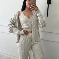 Conjunto Mousse Feminino Atemporal Estiloso Moda Inverno Elegante Confortável