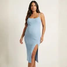 Vestido Modal Midi Tricot Canelado Grávida Elasticidade Alta Qualidade Tricot