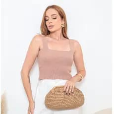 Cropped Regata Basica Canelado Verão Feminino