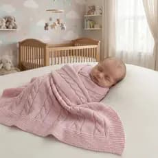 Manta Cobertor Tricot Premium Bebê Maternidade Recém Nascido Detalhe Trança Saída