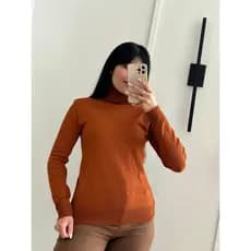 Blusa Feminina Manga Longa Cacharrel Gola Alta com Toque Macio e Elástico