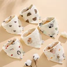Kit C/3 Babador Bandana de Bebê 100% Algodão 23cm x 18cm - Sortidas ANJIN.B