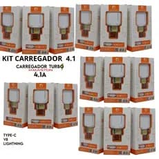 Kit Carregador 4.1 Carregador Para V8 Carregador Para Iphone Carregador para Tipo-C 2 Usb Carga Rápida h´maston