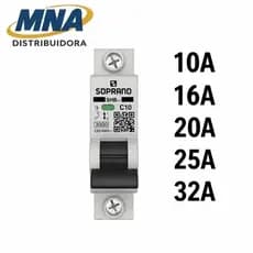Disjuntor monofásico Mono Din 10A,16A, 20A, 32A SOPRANO