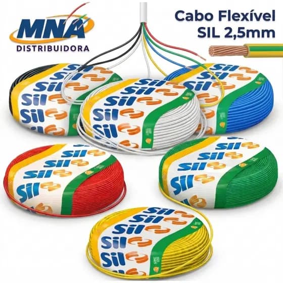 Cabo Flexível SIL 2,5mm 100m com Isolamento Antichama PVC
