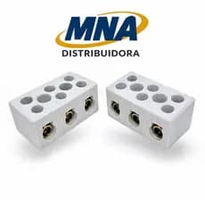 2x Conectores de Porcelana Tripolar Cabo de 10mm 3 Polos