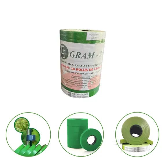 Fita Verde Para Alceador Grampeador Estufas Verduras Gram Max 1 Unidade 30 Metros x 11mm