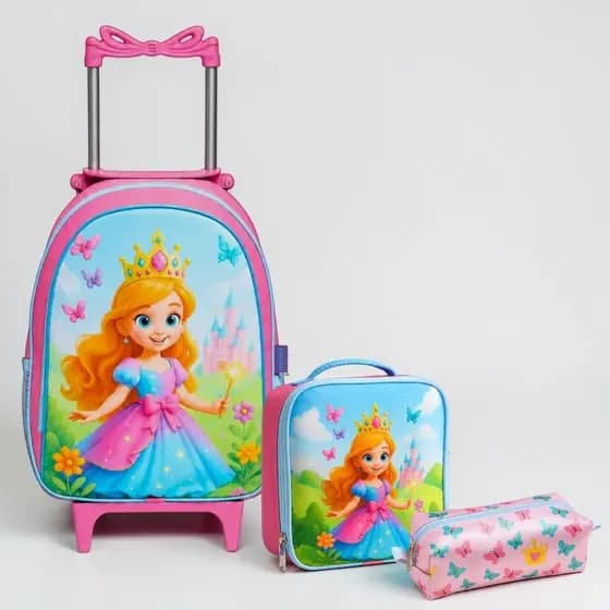 Kit Mochila Escolar Infantil–Mochila de Rodinha + Lancheira Térmica + Estojo | Kit Completo, Mochila ou Lancheira