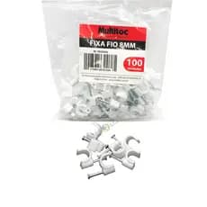 Fixa Fio/ Cabo Rg6 8mm Branco Com Prego De Aço Pacote 100p