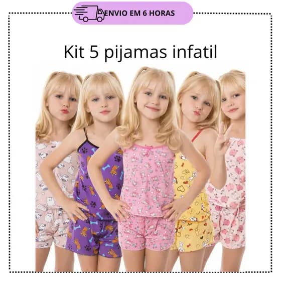 Kit 5 Pijama MICRO INFANTIL Baby Doll Estampado Personagens Short Doll MICROFIBRA