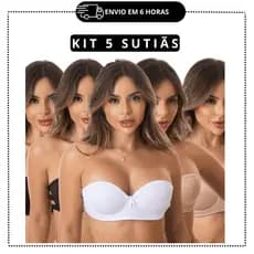Kit 5 Sutiã 3 TIRAS Reforçado Tomara que Caia Oferta Preço Moda Íntima Feminina Conforto e Qualidade