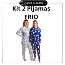 KIT 2 Pijamas De Frio De SUEDE  BLUSA LONGA+CALÇA AVELUDADA . ESTAMPAS VARIADAS
