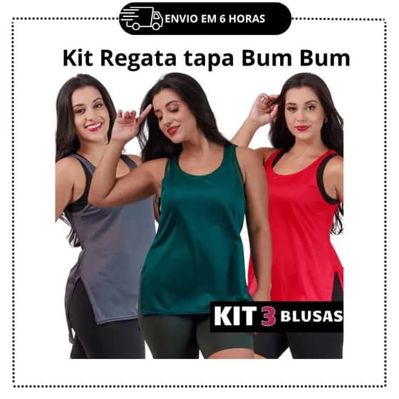 Kits Camisetas Regata Dry Fit Feminina Academia Esportiva TAPA BUMBUM