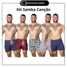 Kit 5 Samba Canção Short de Dormir Para Homens de Liganete Estampada Oferta