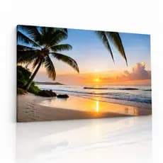Quadro Decorativo Pôr do Sol Tropical 70x50 Paisagem Moderna MDF Sala Quarto Parede 4K Luxo