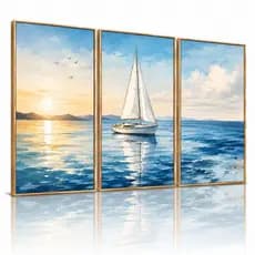 Quadro Decorativo Barco Velejando no Mar | Paisagem Náutica para Sala e Quarto