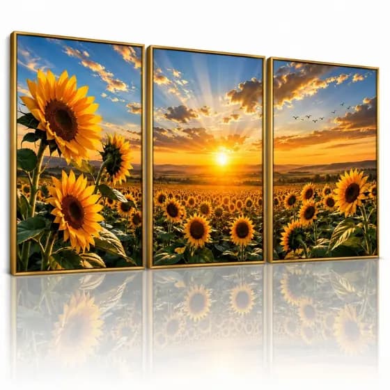 Quadro Decorativo Girassol | Arte Floral para Sala e Quarto