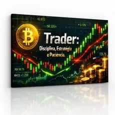 Quadro Decorativo Trader Bitcoin Mercado Financeiro Cripto 90x70cm MDF 3mm Alta Qualidade