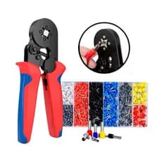Kit Alicate Crimpar Prensa (cores aleatórias) + Terminais 1200 peças de Ilhós