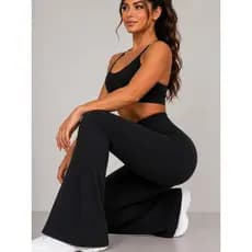 Calca Legging Flare Feminina Boca Sino Cintura Alta Premium