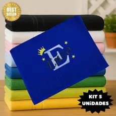 Kit Toalhas Personalizada Bordada Infantil Com Nome 5 Unidades