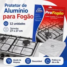 Forra Fogão de Alumínio 8 ou 12 Unidades Protetor 27x27cm