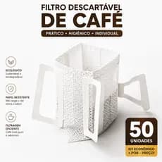 Coador de Café Descartável Individual Kit 50/100/ Filtros de Papel Portátil com Abas Dose Única