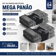 Kit Panos Multiuso Mega Panão Super Absorvente Chão Seca Pano de Chão Microfibra Grande