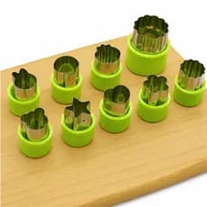 Kit 9 Cortadores de Vegetais e Frutas Mini Moldes Inox Biscoito Massa Alimentos Divertidos