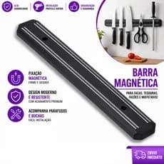Barra Magnética De Parede 33Cm Organizador Ferramenta Metalicas Facas Faqueiro Suporte Cozinha