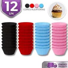 Kit 12 Molde Em Forma De Silicone Para Cupcake Bolo Muffin Empada Pão de Queijo